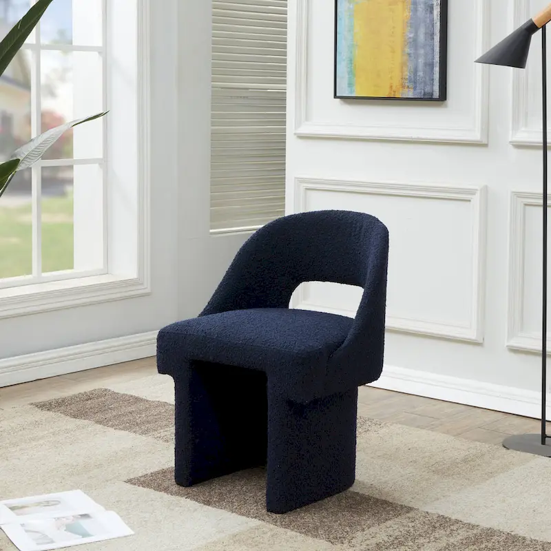 Modern Elegant Boucle Upholstered Accent Chair with MDF Wood Frame for Home Office, Living Room, and Bedroom