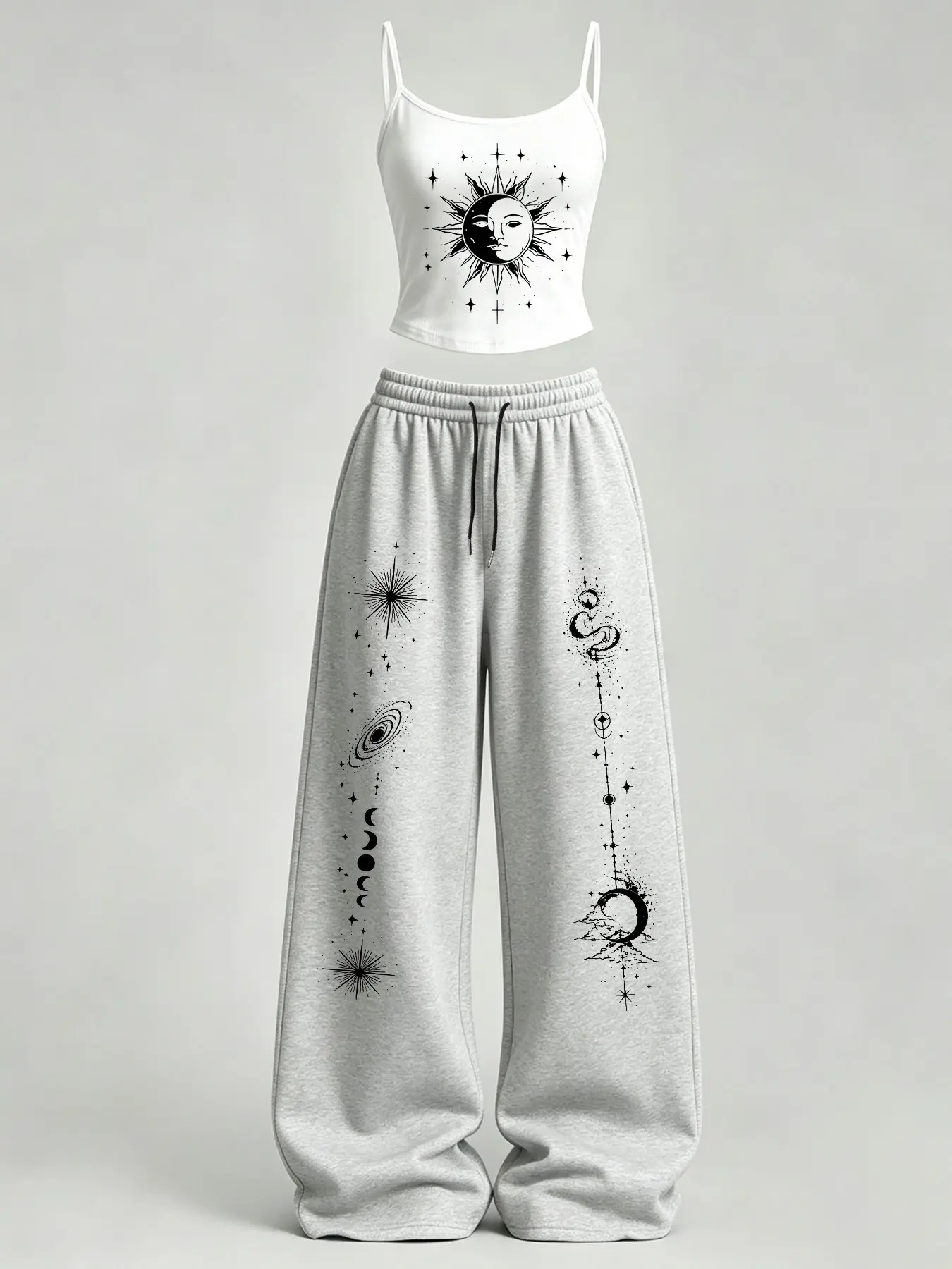 Women's Casual Slim-Fit Tank Top & Loose Pants Set TeeThreads Sustain the Scene with Custom Apparel