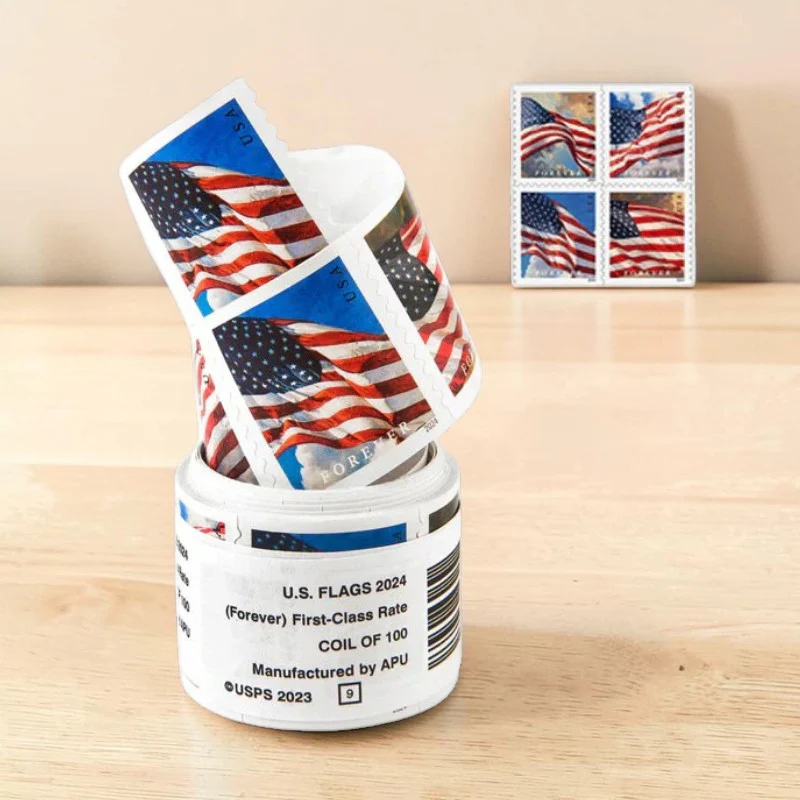 2024 US Flag First Class-Forever Postage Stamps - Coil of 100(Roll of 100 Stamps)