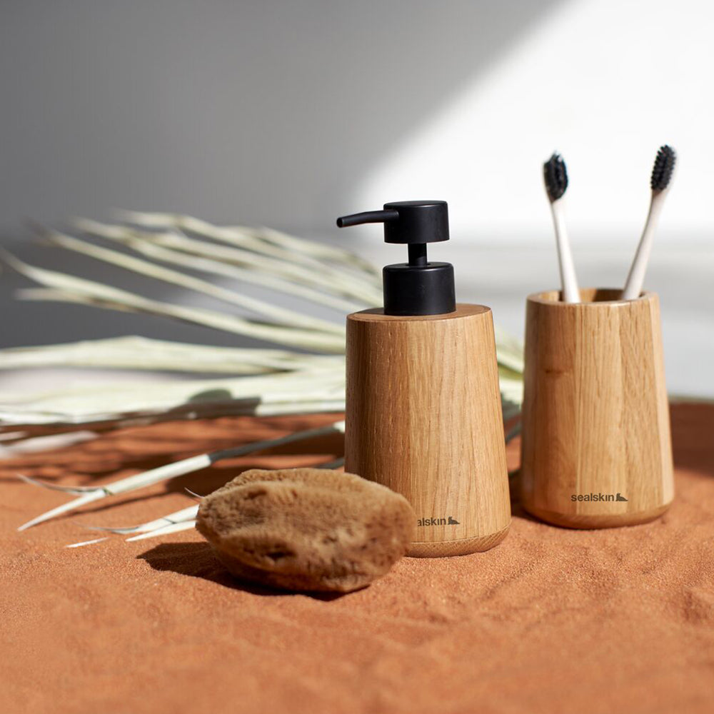 Sealskin Earth Badkamerset - Zeepdispenser 150 ml - Tandenborstelbeker