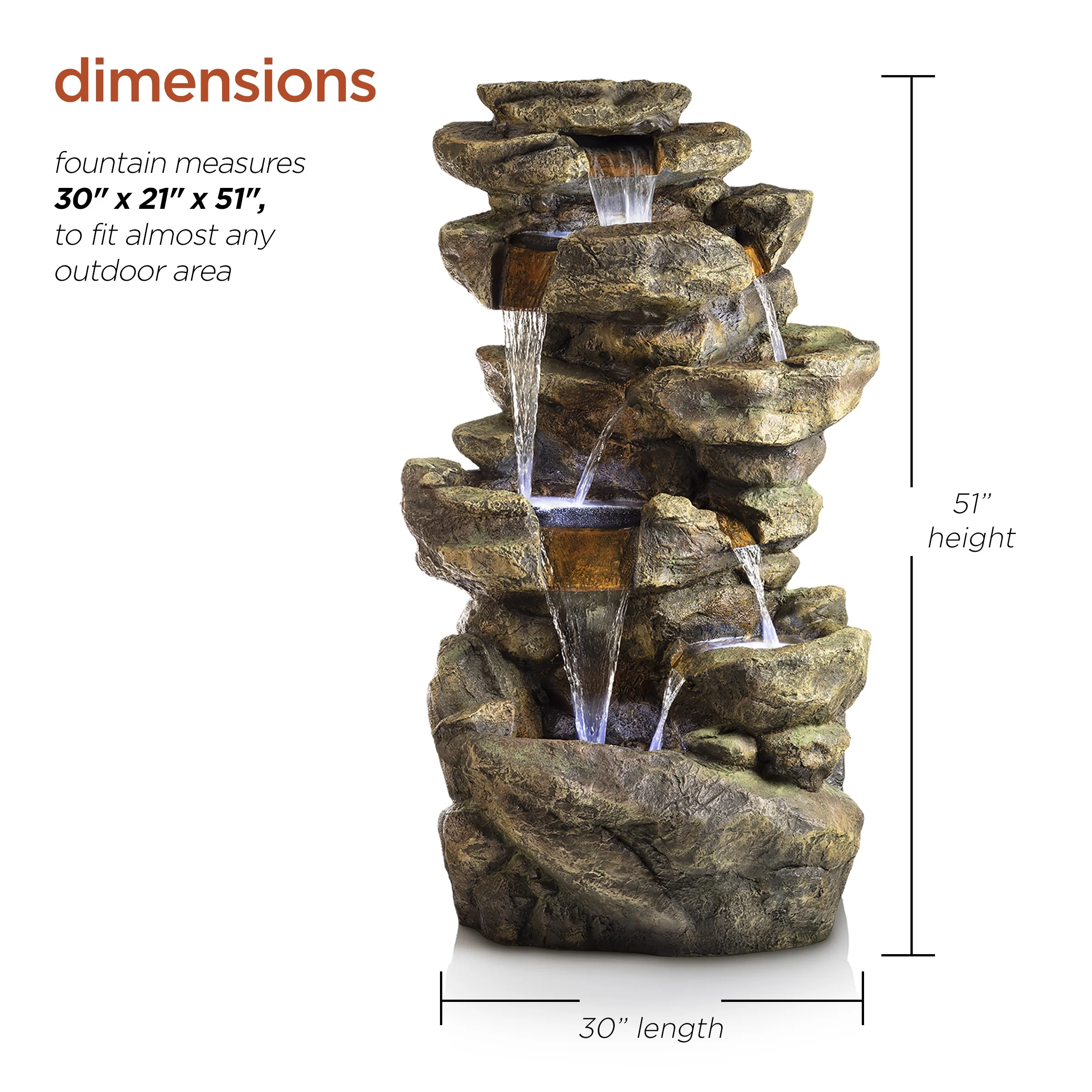 Alpine Corporation 6-Tier Amazonian Water Fountain with LED Lights - Image 11