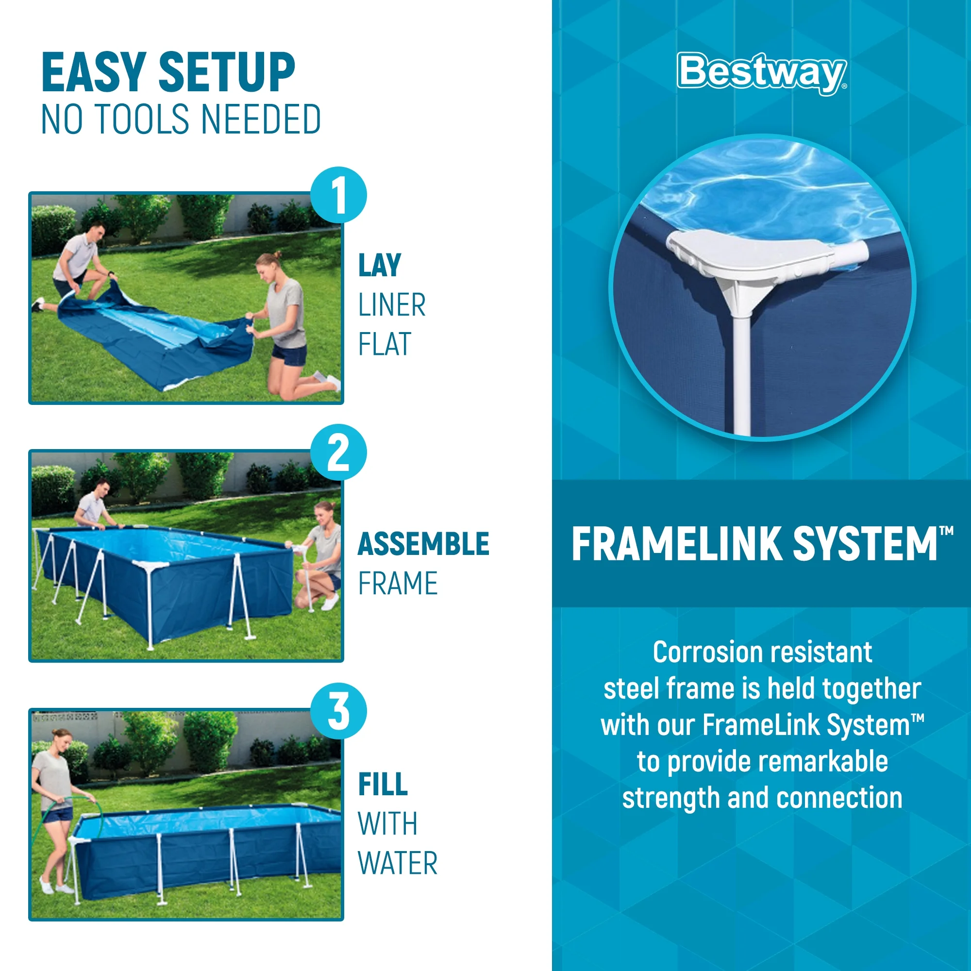 Open Box Bestway Steel Pro 8.5'x67"x24" Rectangular Above Ground Swimming Pool - Image 4