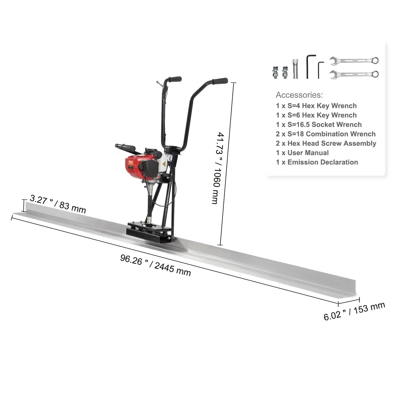 VEVOR Gas Concrete Power Screed With 8ft Aluminum Board - ZPJ-25A-8 - Image 8 VEVOR Gas Concrete Power Screed With 8ft Aluminum Board - ZPJ-25A-8 - Image 8