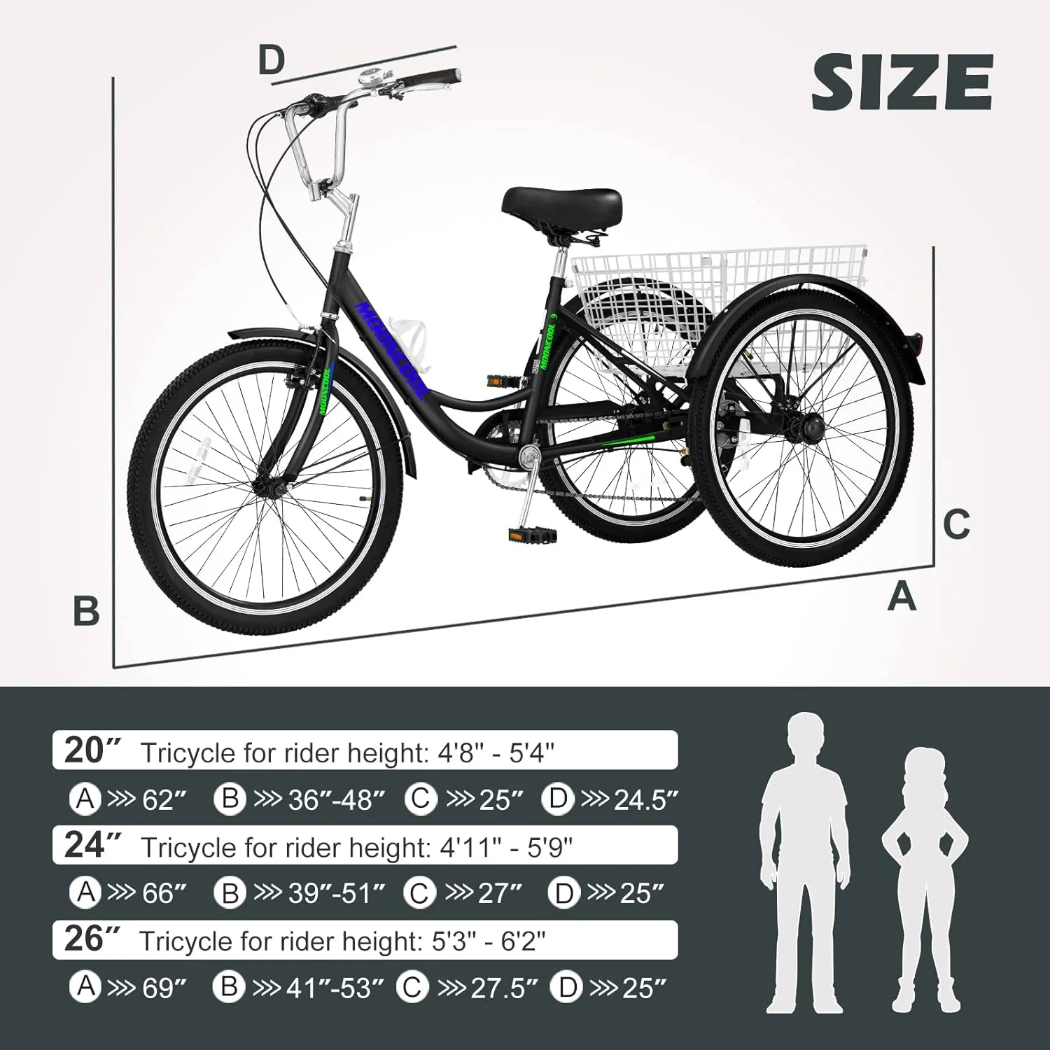 FICISOG 7 Speed Adult Tricycle for Women, 20/24/26 Inch Adult Trike with Basket, 3 Wheel Bikes for Adults Seniors, Cruise Trike for Shopping Picnic - Image 71