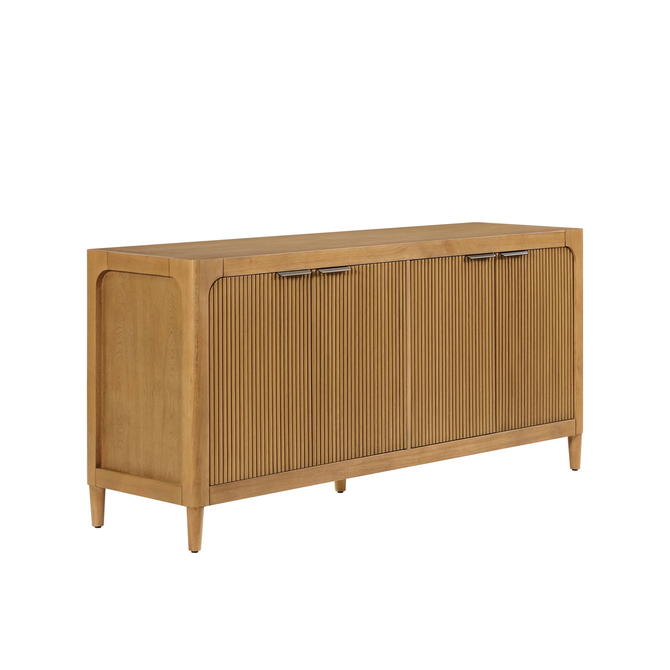 My Texas House Linden Fluted Buffet Cabinet Sideboard with Adjustable Shelves, Warm Brown - Image 8