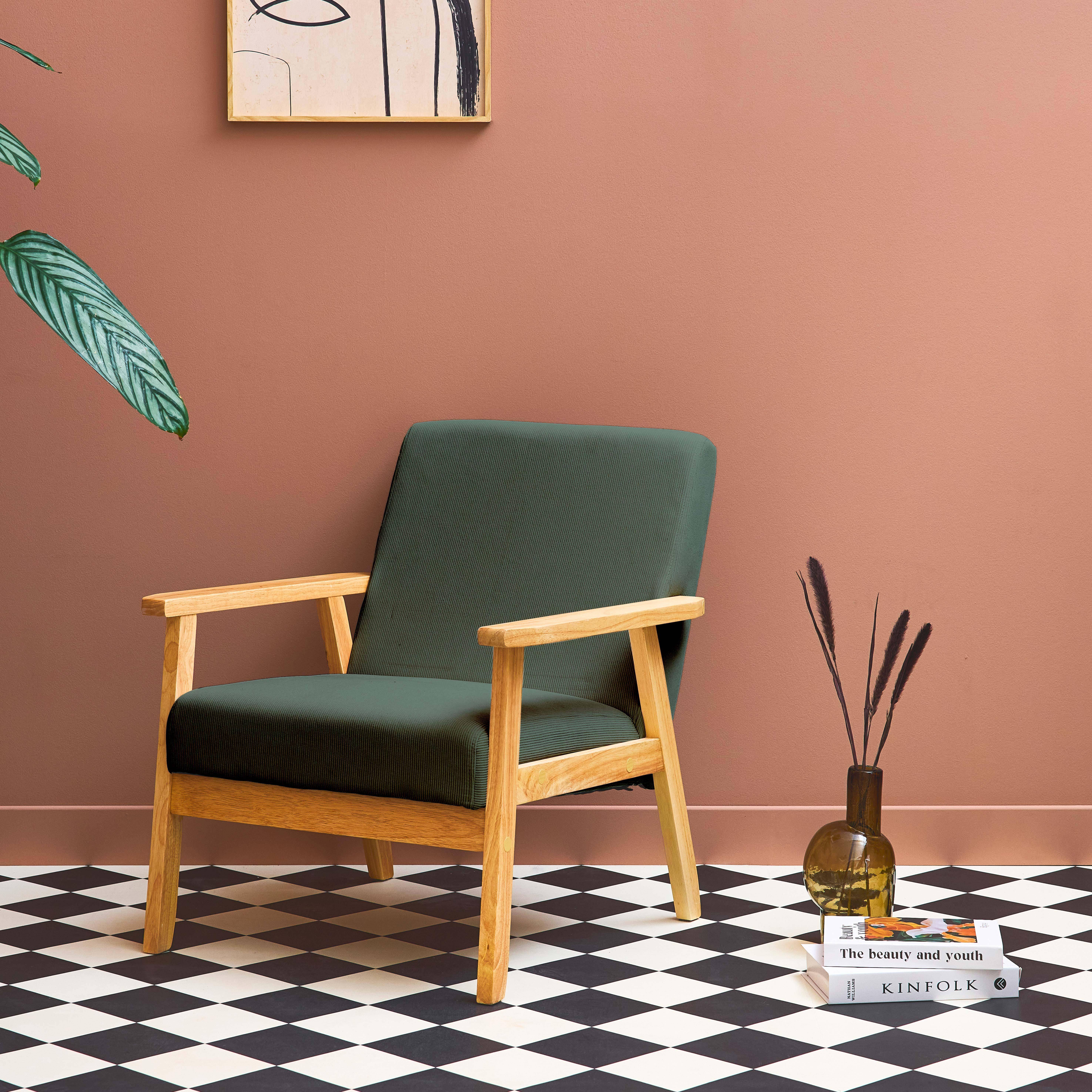 Isak pana - Sillón escandinavo de madera y pana