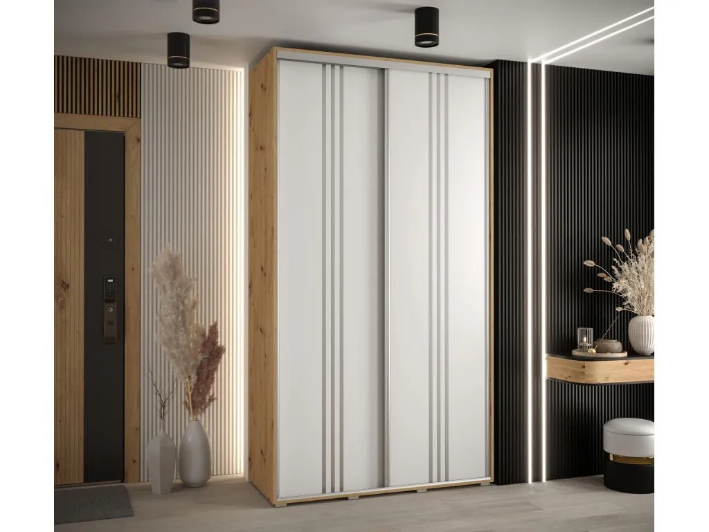 Armario Davos 6 corredero especial 235,2x130x45 cm 2 puertas artisan/Nidovia/plata vrf3169131