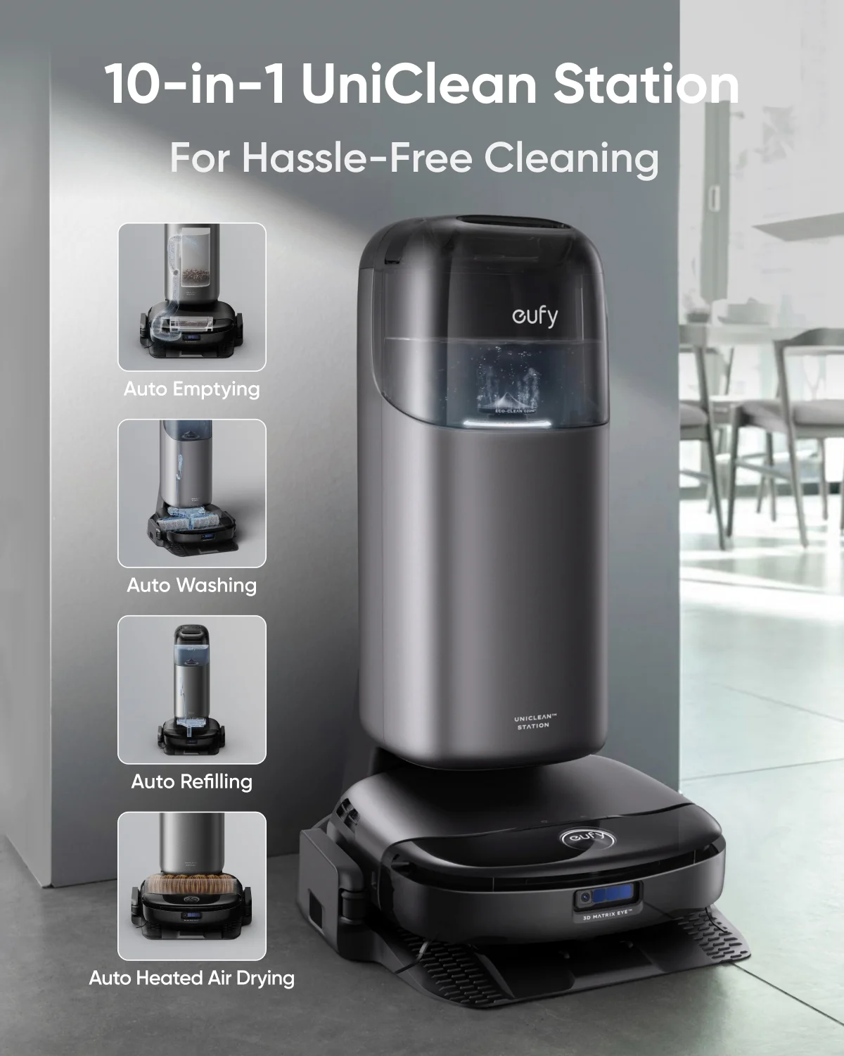 eufy Robot Vacuum Omni S1 Pro with All-in-One Station, Always Clean Mop, 8000 Pa Suction, Obstacle Avoidance, Auto Mop Washing & Drying, Self-Emptying - Image 3