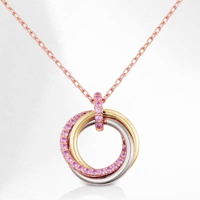 Cartier Pink Diamond Paved Trinity Necklace Earrings - Original Replica Club