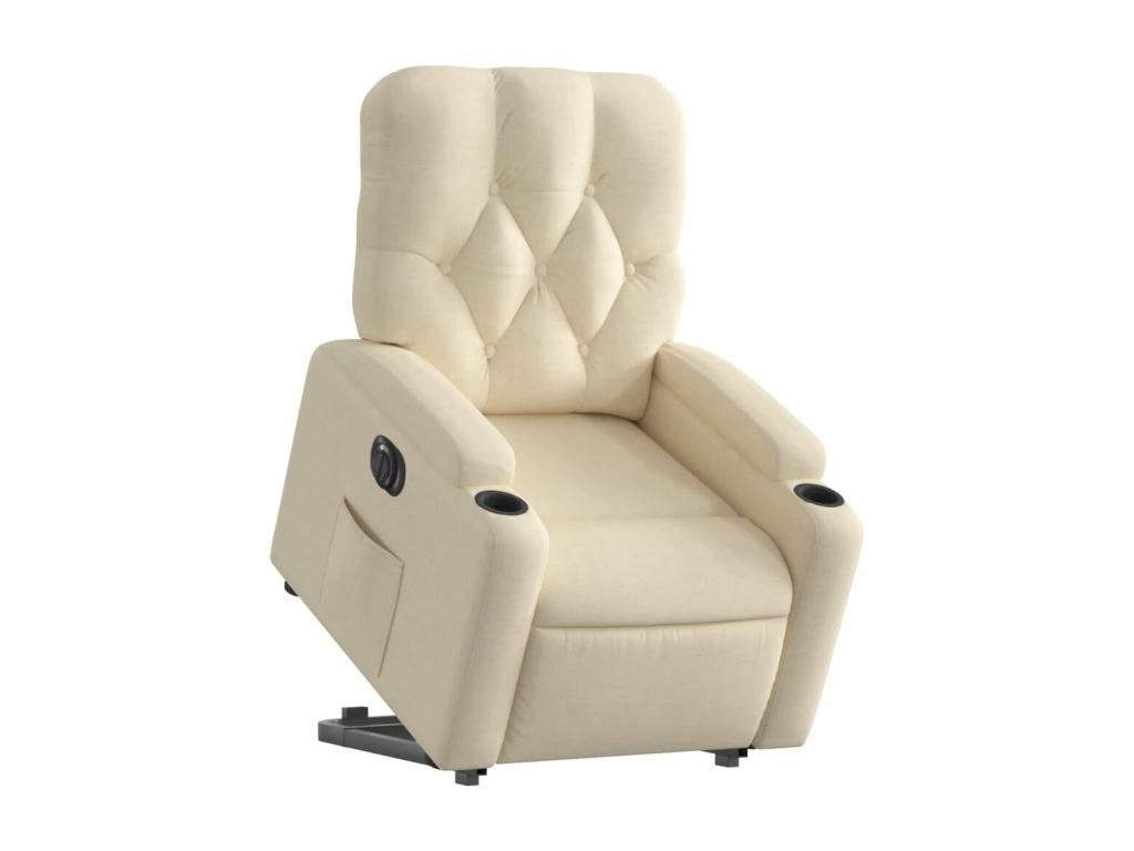 Sillón eléctrico reclinable elevable de tela color crema