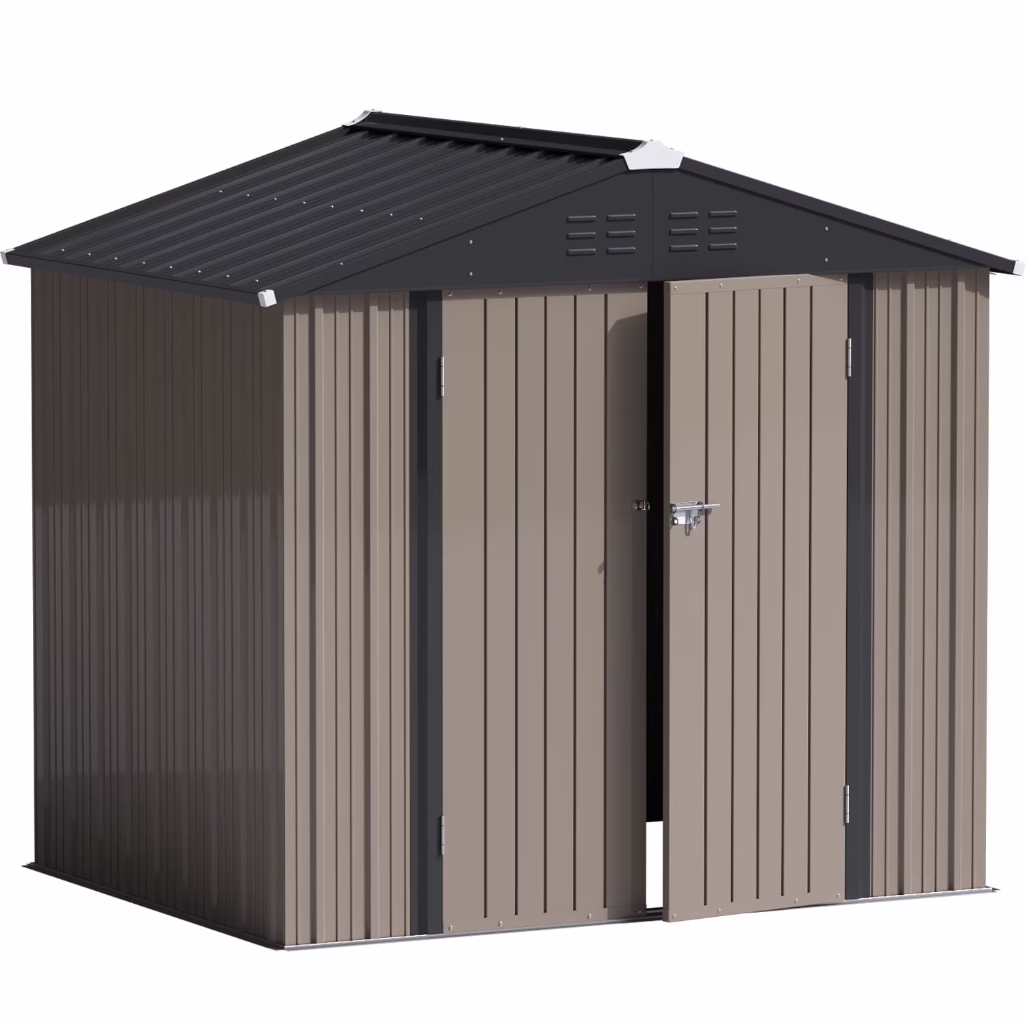 LACOO 4' x 6' Outdoor Storage Metal Shed for Tool Storage, Outdoor House for Backyard & Garden,Brown - Image 5