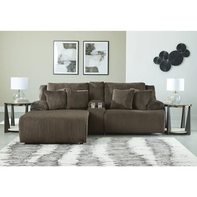 Signature Design by Ashley Top Tier 3-Piece Reclining Sectional Sofa with Chaise - Dimensions: 105W x 74D x 41H