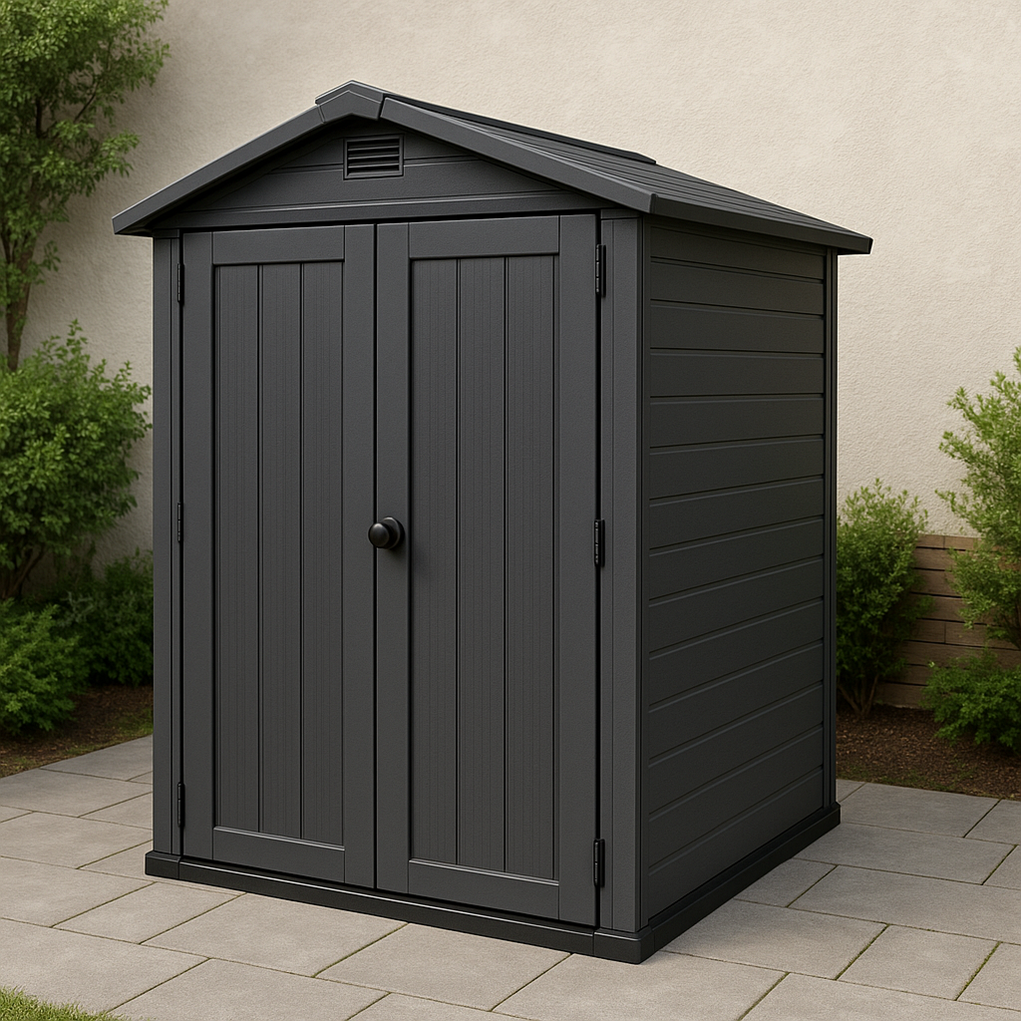 Caseta de jardín de resina 200x180x210 cm color Negro OmwyIzk394XS