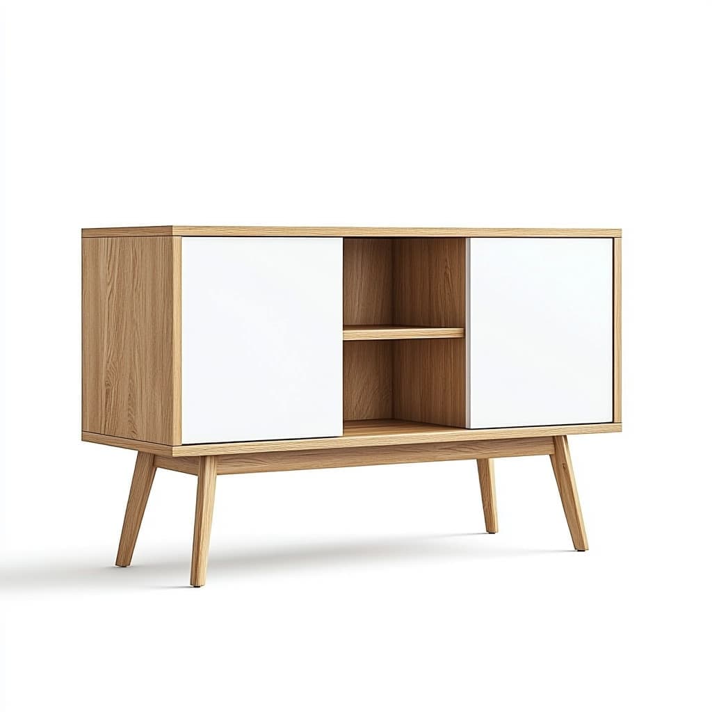 Aparador de Madera de Roble Blanco 80cm x 35cm x 75cm