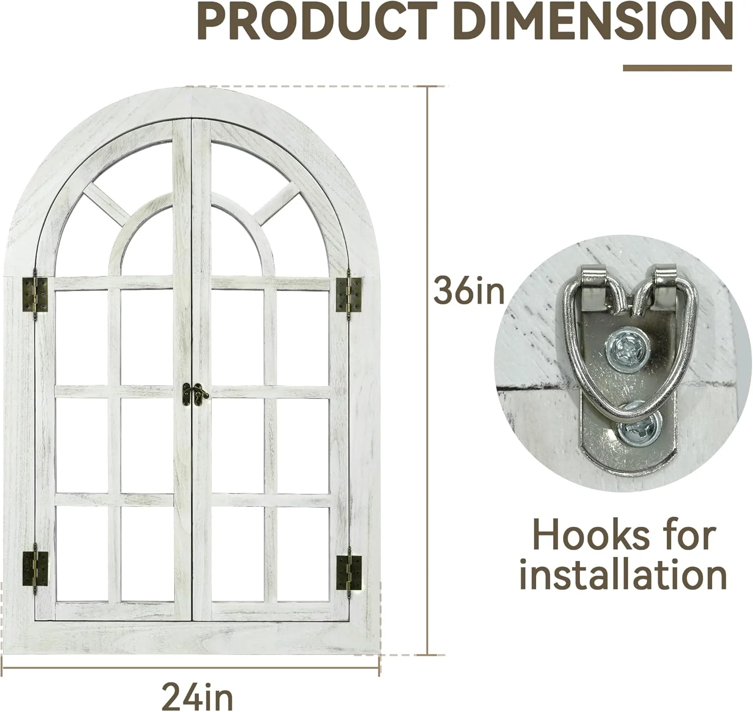 Window Mirrors for Wall Decor -White Arched Wall Mirror Farmhouse Wall Decor Wood Frame Decorative Wall Mirrors Like Window for Bedroom, Living Room, Entrance, Dining Room - Image 6