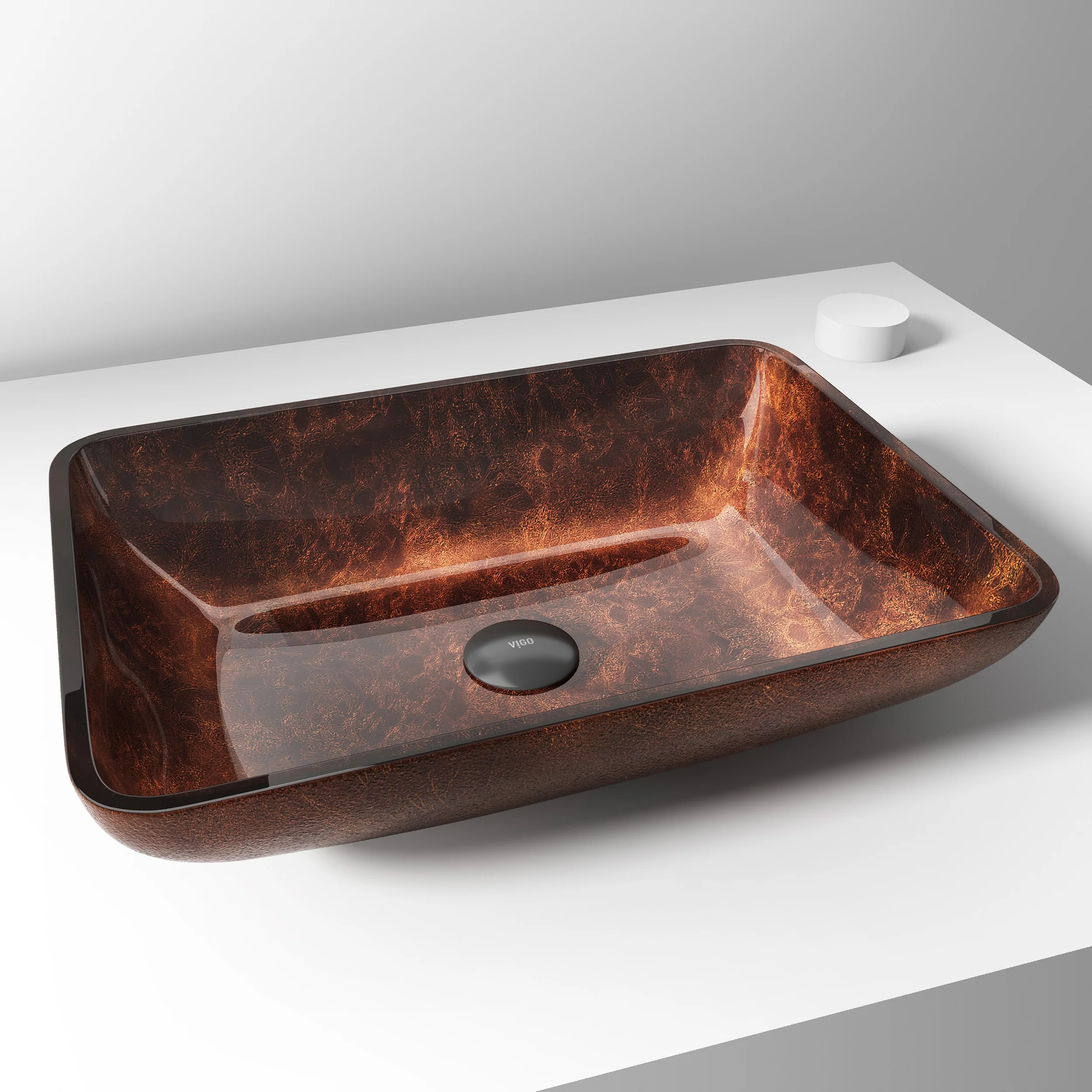 VIGO Donatello Artistic Rubywood Glass 18 in. L x 13 in. W x 4 in. H Rectangular Vessel Bathroom Sink - image 4