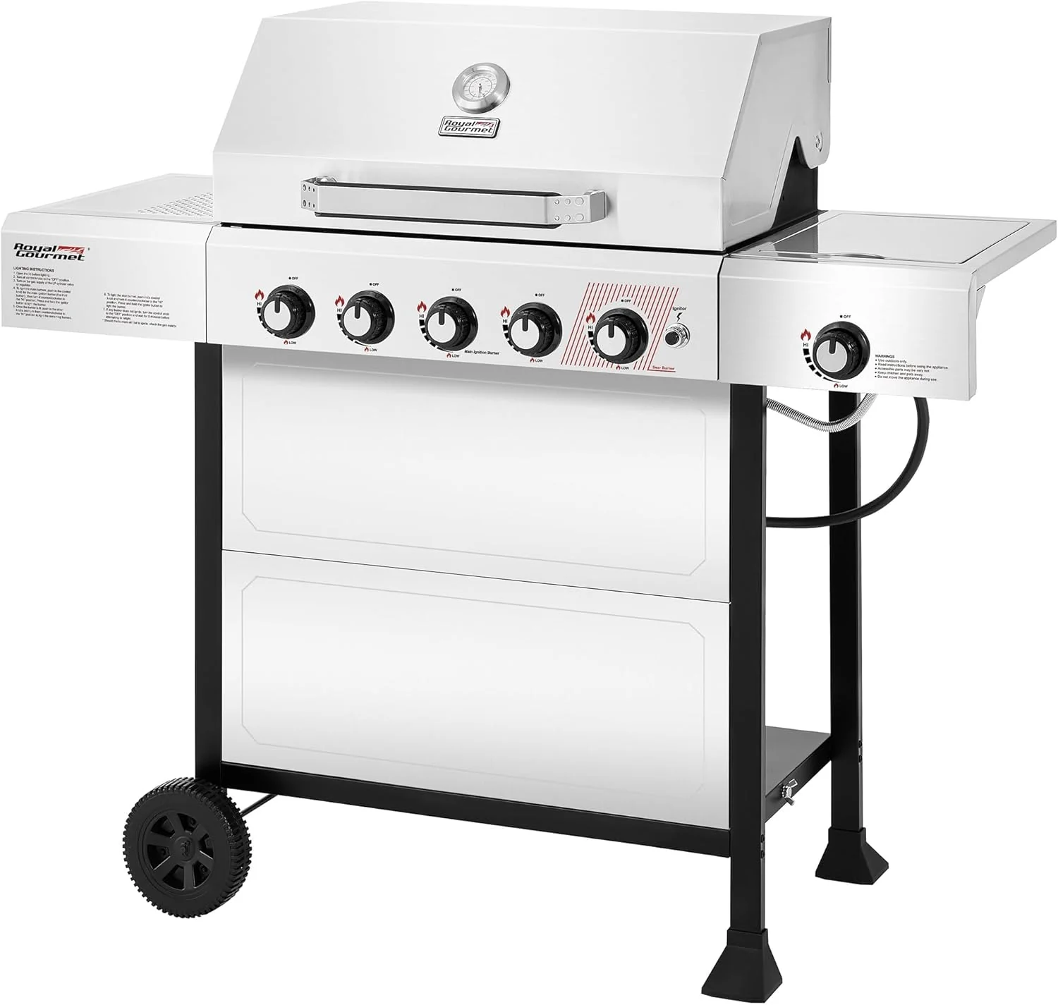 Royal Gourmet GA5401T 5-Burner BBQ Liquid Propane Gas Grill Stainless Steel 61000 BTU Output