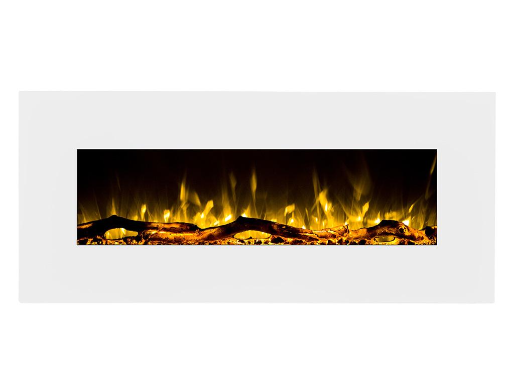 Chimenea eléctrica mural LALITA - Ancho 110 x Prof. 14 x Alt. 49 cm - Blanco