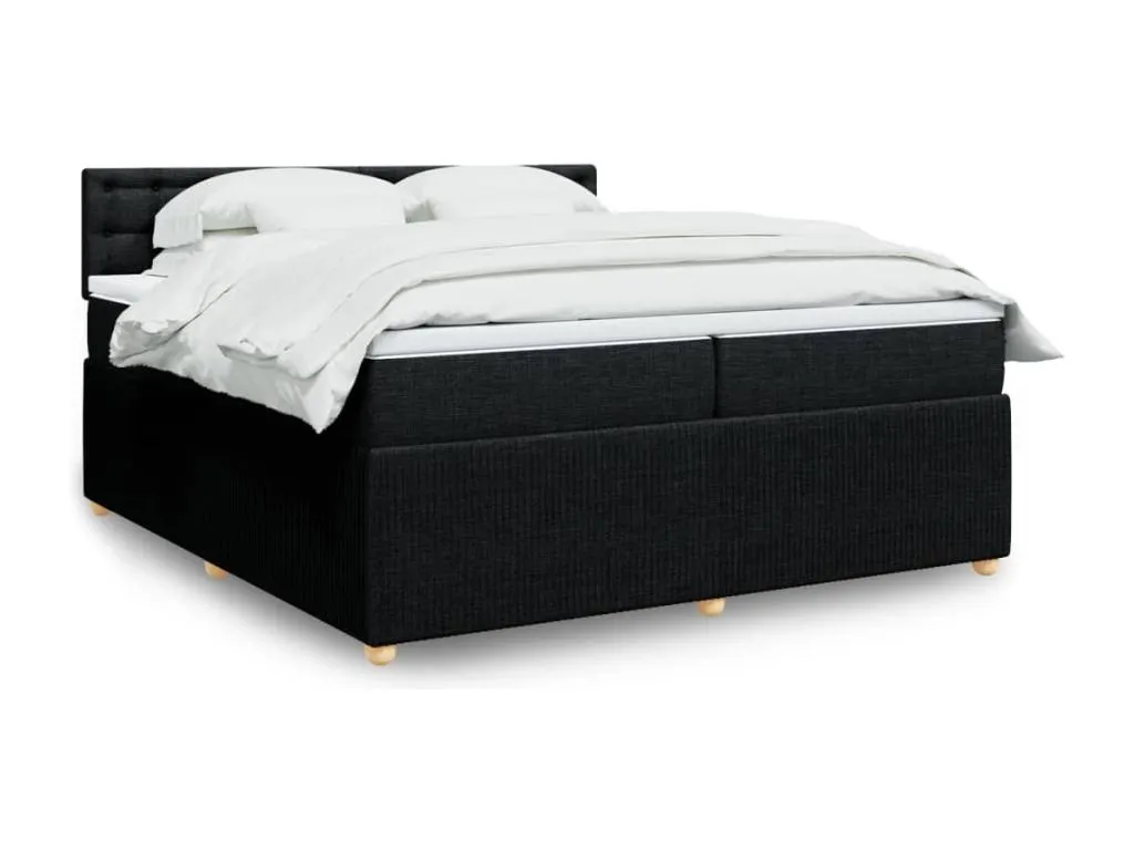 Cama box spring con colchón tela negro 200x200 cm tyk3519093
