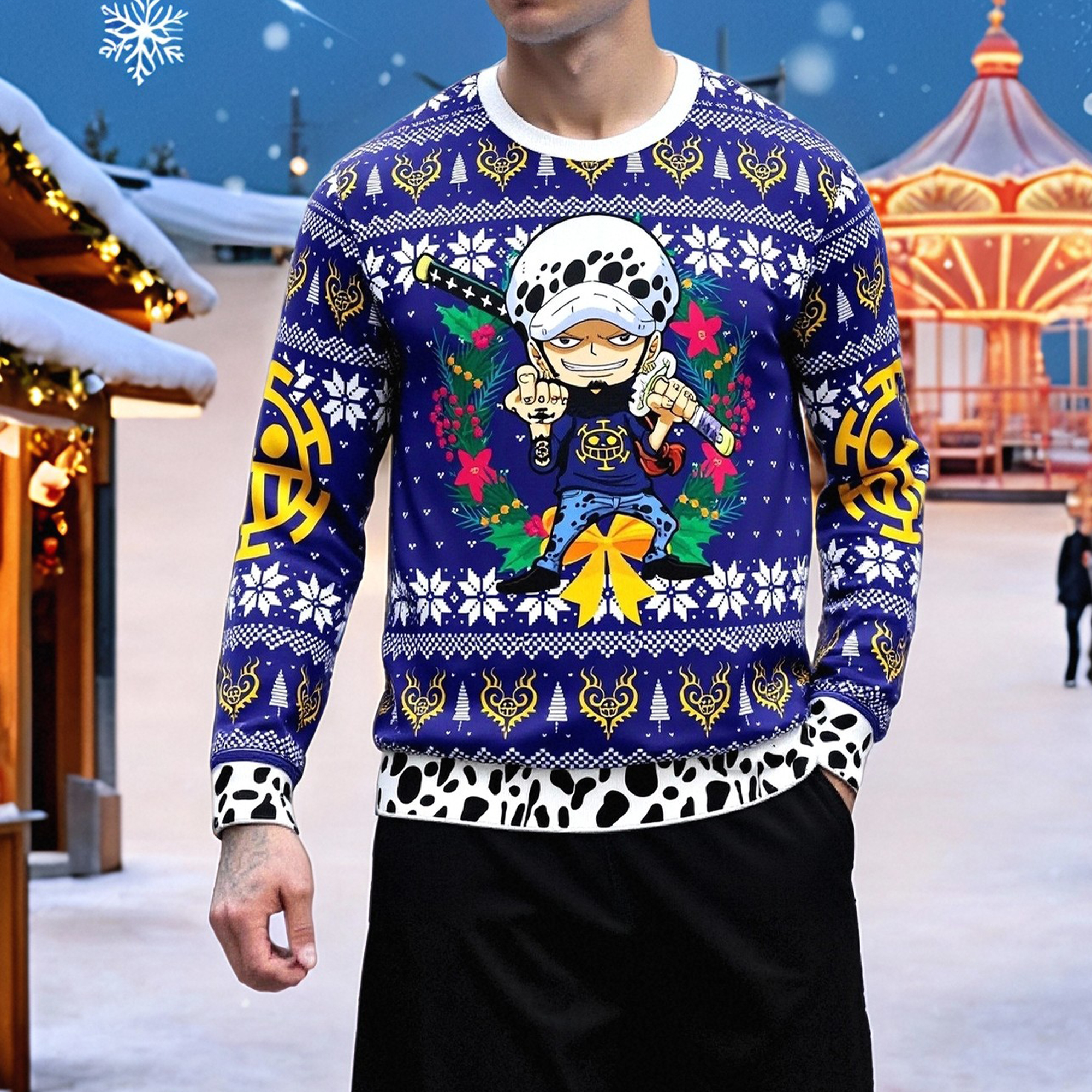 Unisex Anime Ugly Christmas Sweater TeeThreads Sustain the Scene with Custom Apparel
