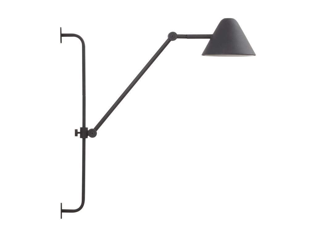 Aplique de pared ARM estilo moderno - Alt. 60 cm - LED COB 5W- 728lm y 3000k - Cable 2 metros - 330º y 180º grados, on&off - ip20 - acero y negro