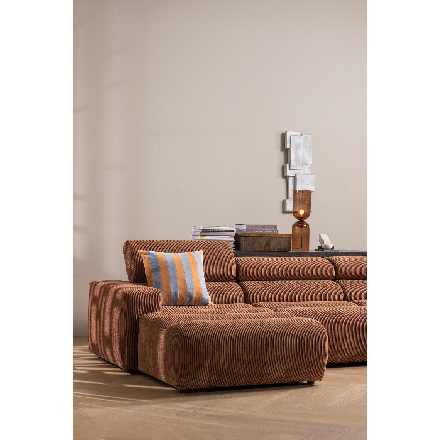 WOOOD Gigi Tafellamp Gehamerd Glas 51xØ15 cm- Bruin