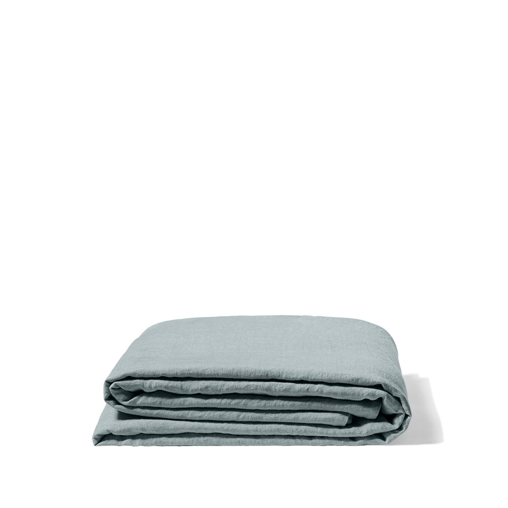 Drap plat en lin lavé - Gris Vésuve