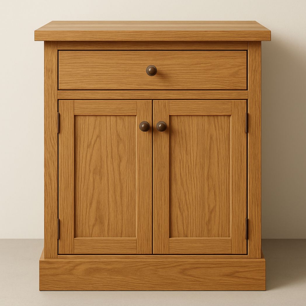 Armario de Madera Maciza Roble con Cajón y Puertas Marrón 85x75x35cm