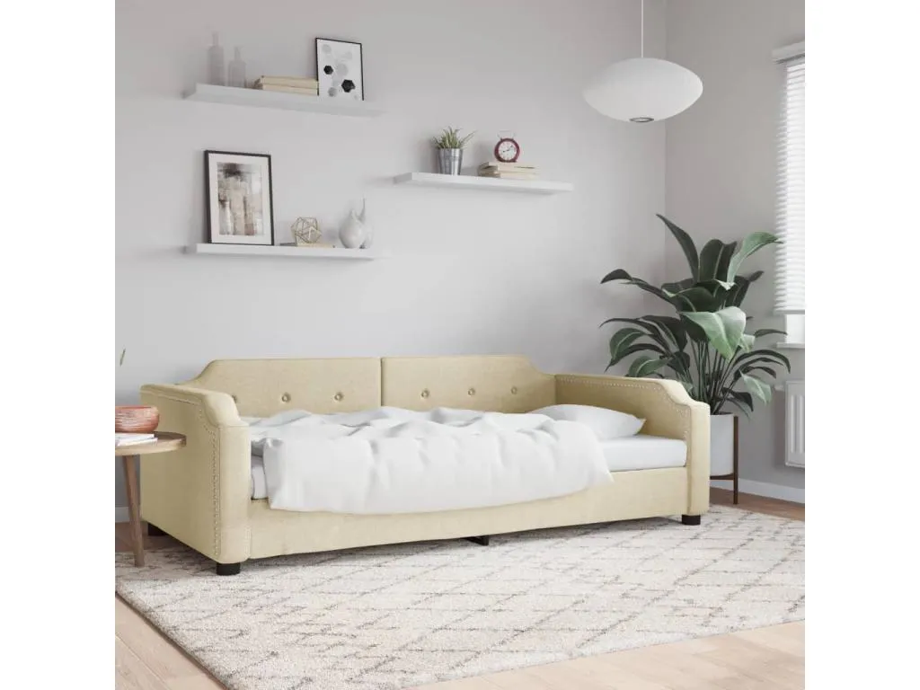 Sofá cama sin colchón tela crema 90x200 cm 19555XPGY