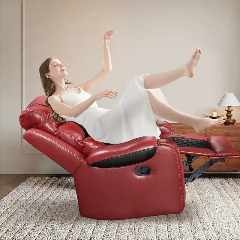 Spacious Faux Leather American-Style Recliner Chair for Living Room
