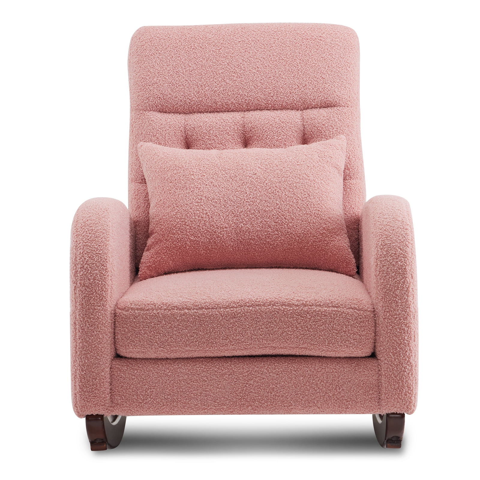 Ktaxon Rocking Accent Chair Glider Reading Chair Comfy Teddy Velvet Upholstered Single Sofa Rocker for Living Room, Nursery, Bedroom Beige - Image 63