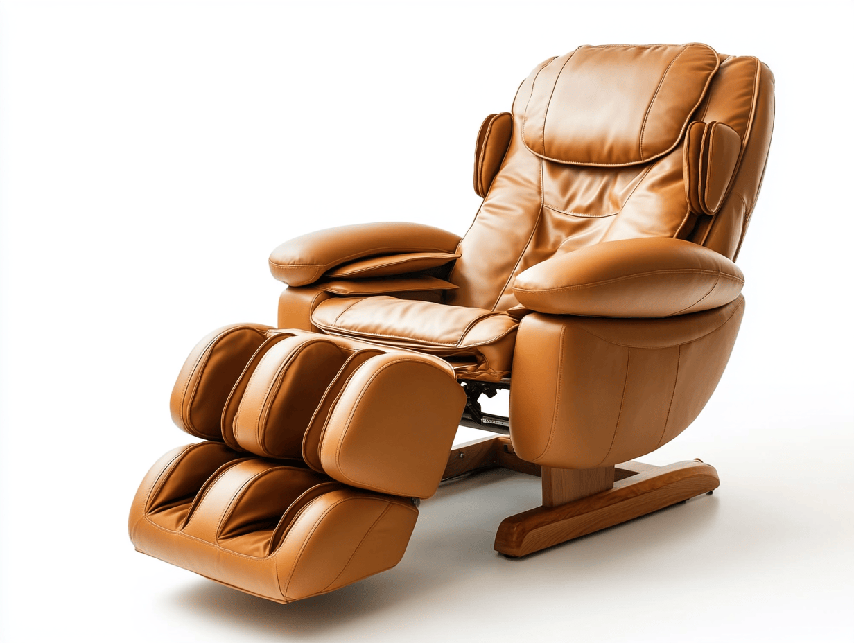 Sillón reclinable de masaje 120×90×115 cm – piel sintética marrón con función masaje y reposapiés – diseño ergonómico con tecnología de bienestar