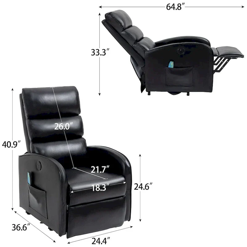 AVAWING Contemporary Electric Recliner with Power Lift and Massage Features