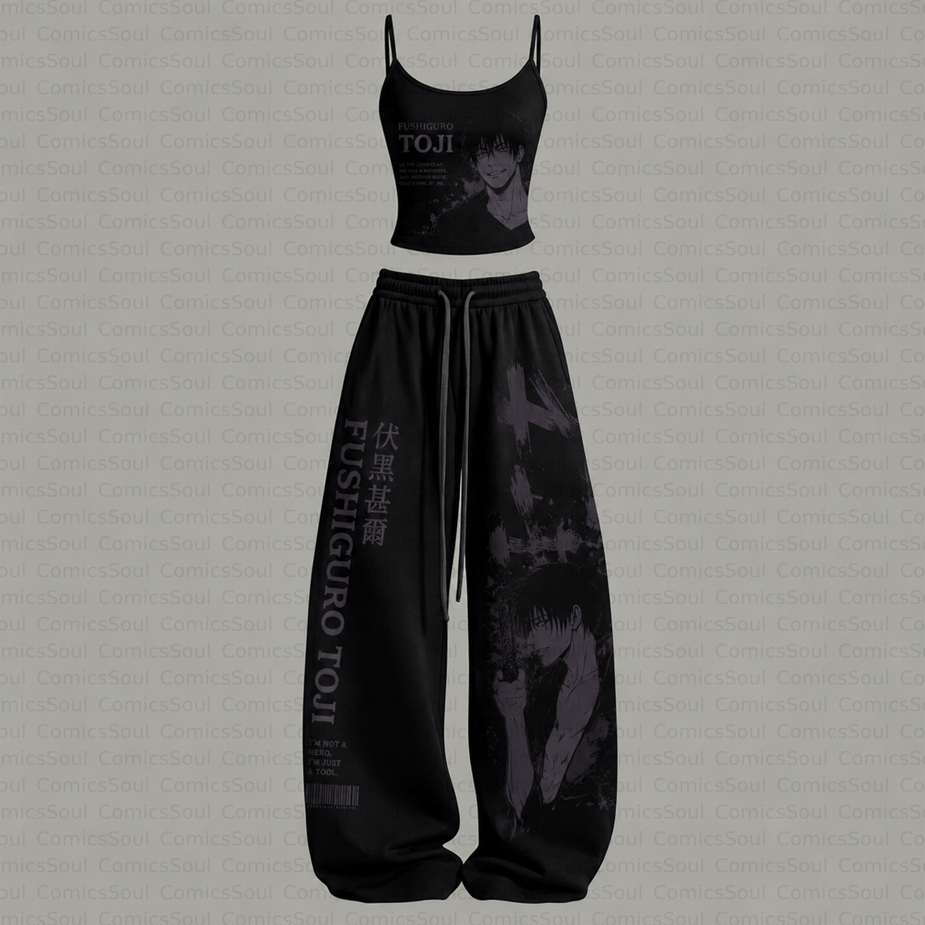 Jujutsu Kaisen Top & Elasticated Trousers Two-Piece Set TeeThreads Sustain the Scene with Custom Apparel