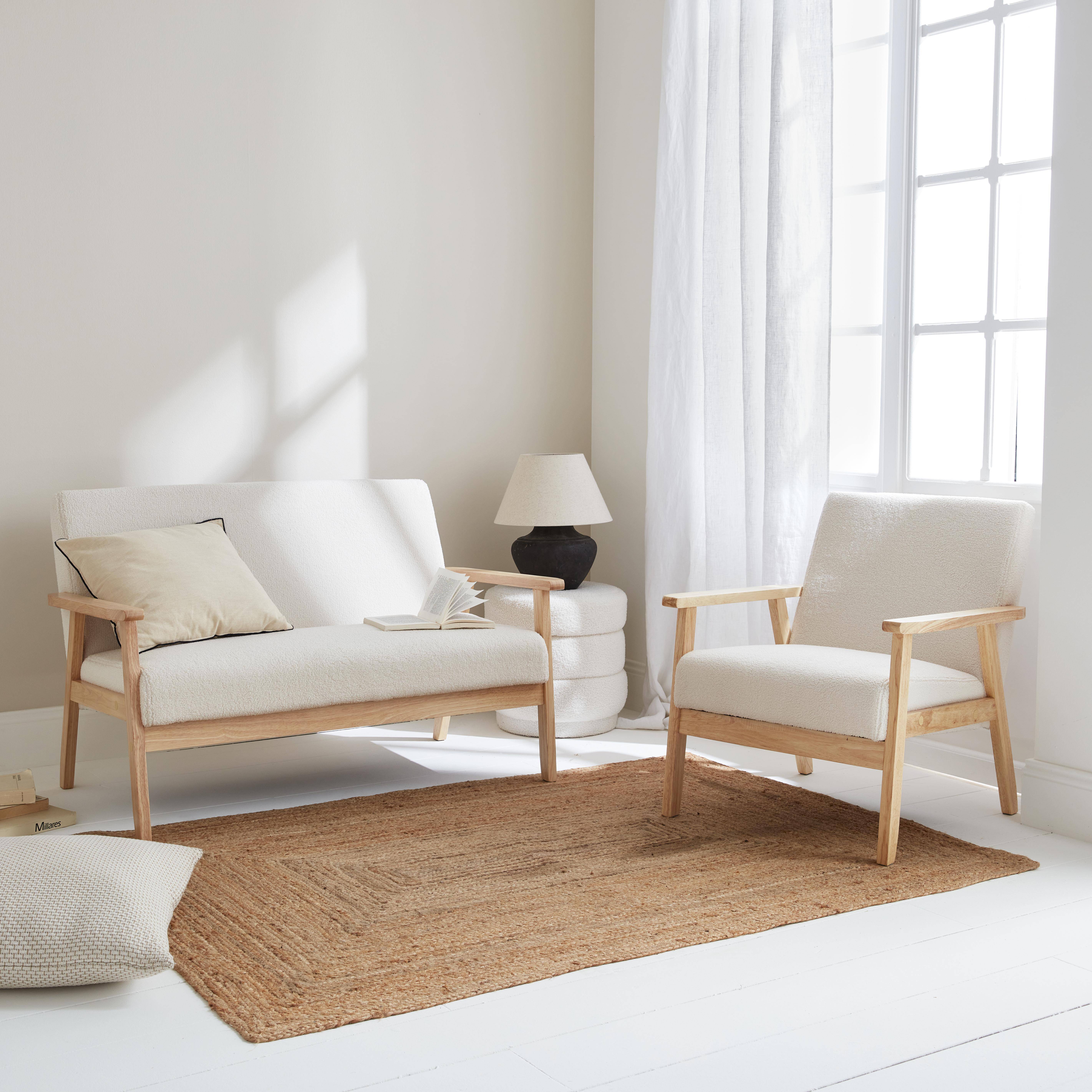 Isak borreguito - Banco y sillón borreguito y madera de caucho