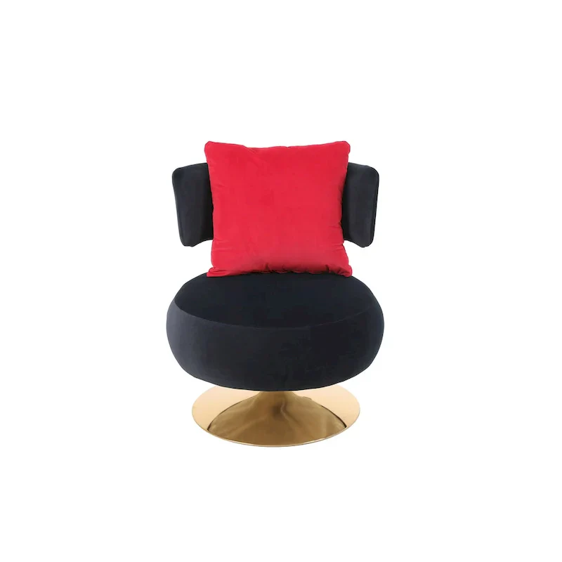 Round Barrel Chair with Fabric and Swivel Design
