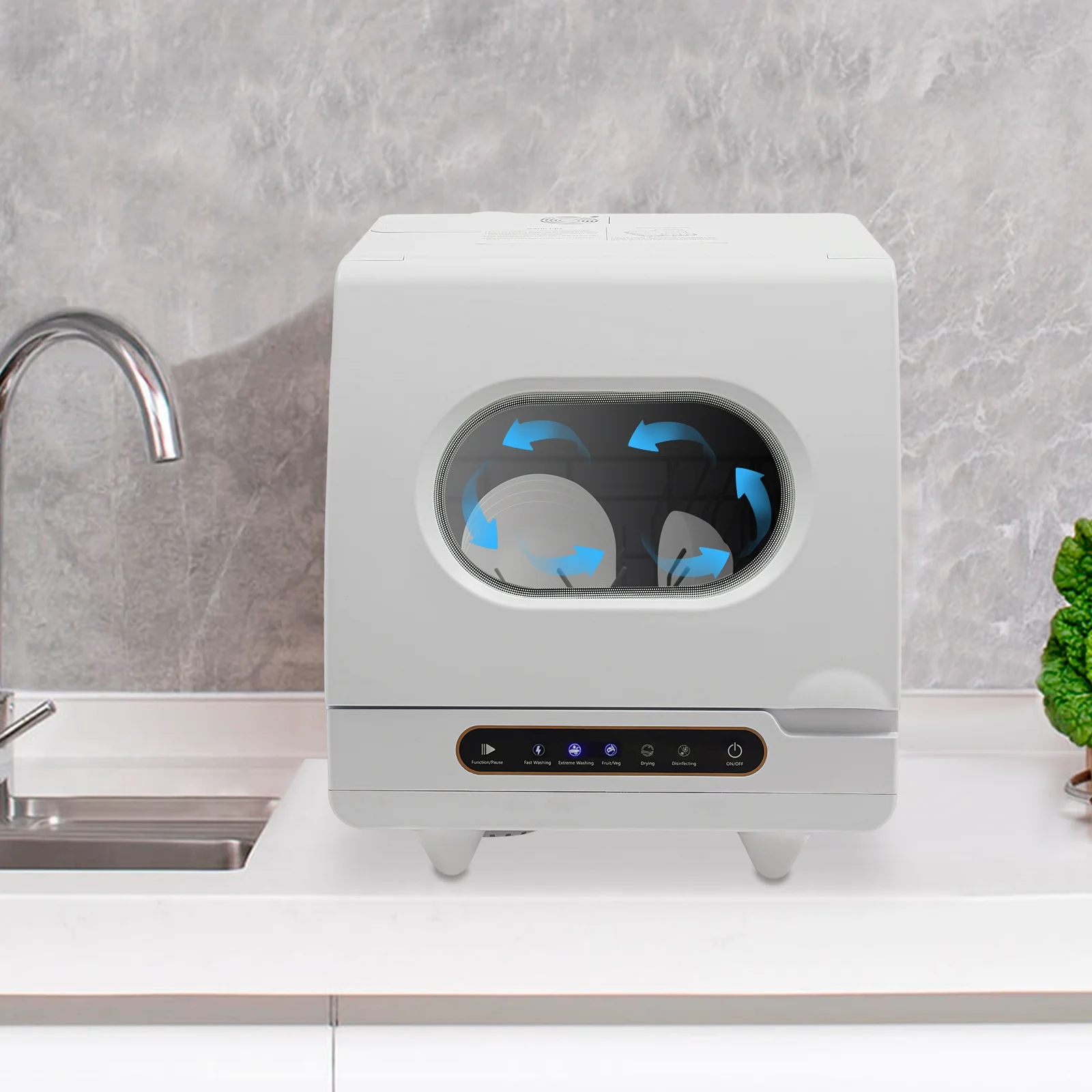ToppiJoy Portable Countertop Dishwasher with 5 Washing Functions, Quick Wash, Sterilization & Energy-Saving Design -C Ideal for Small Kitchens, Apartments, and Family Homes - Image 4