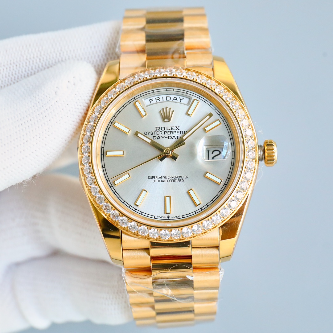 Rolex Day-Date 118348 Yellow Gold White Dial 36mm Unisex Replica Watch
