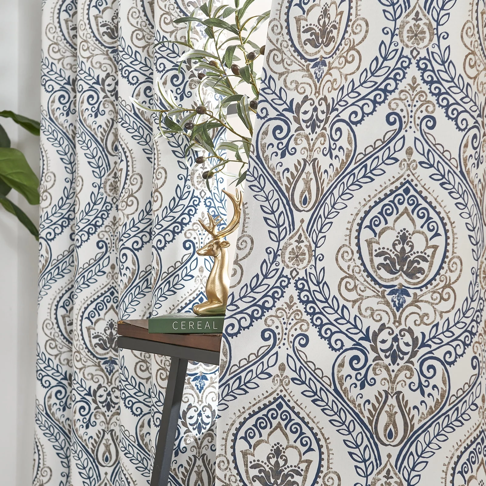 Curtainking 100% Blackout Curtains 84 in Blue Damask Medallion Window Curtains for Bedroom Grommet Thermal Insulated Drapes for Living Room Vintage Luxury Window Treatments Set 2 Panels - Image 7