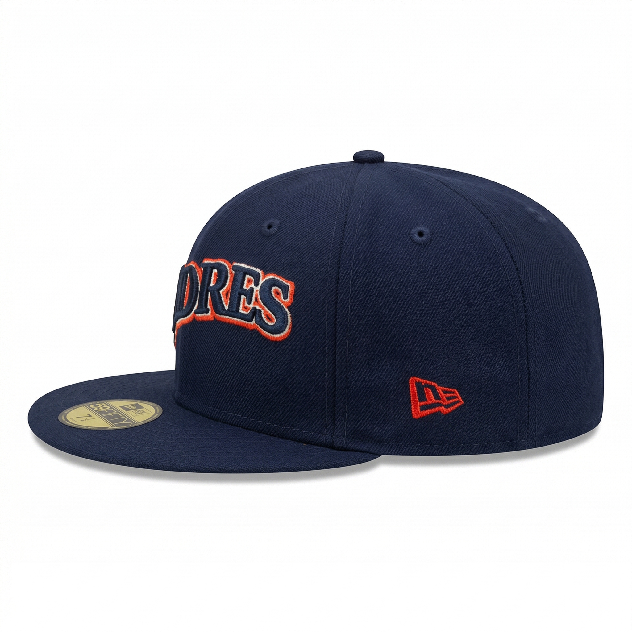Retro San Diego Padres Navy Fitted Baseball Cap with Swinging Friar Side Patch - SEVEN HATS - SEVEN HATS