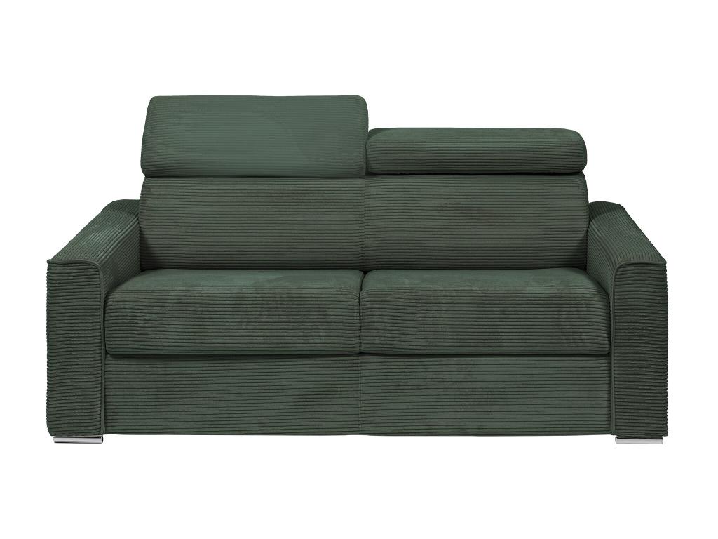 Sofá cama de 4 plazas de pana verde - Medida de dormir 160 cm - Colchón de 14 cm - Decocasaes 10661qqkm