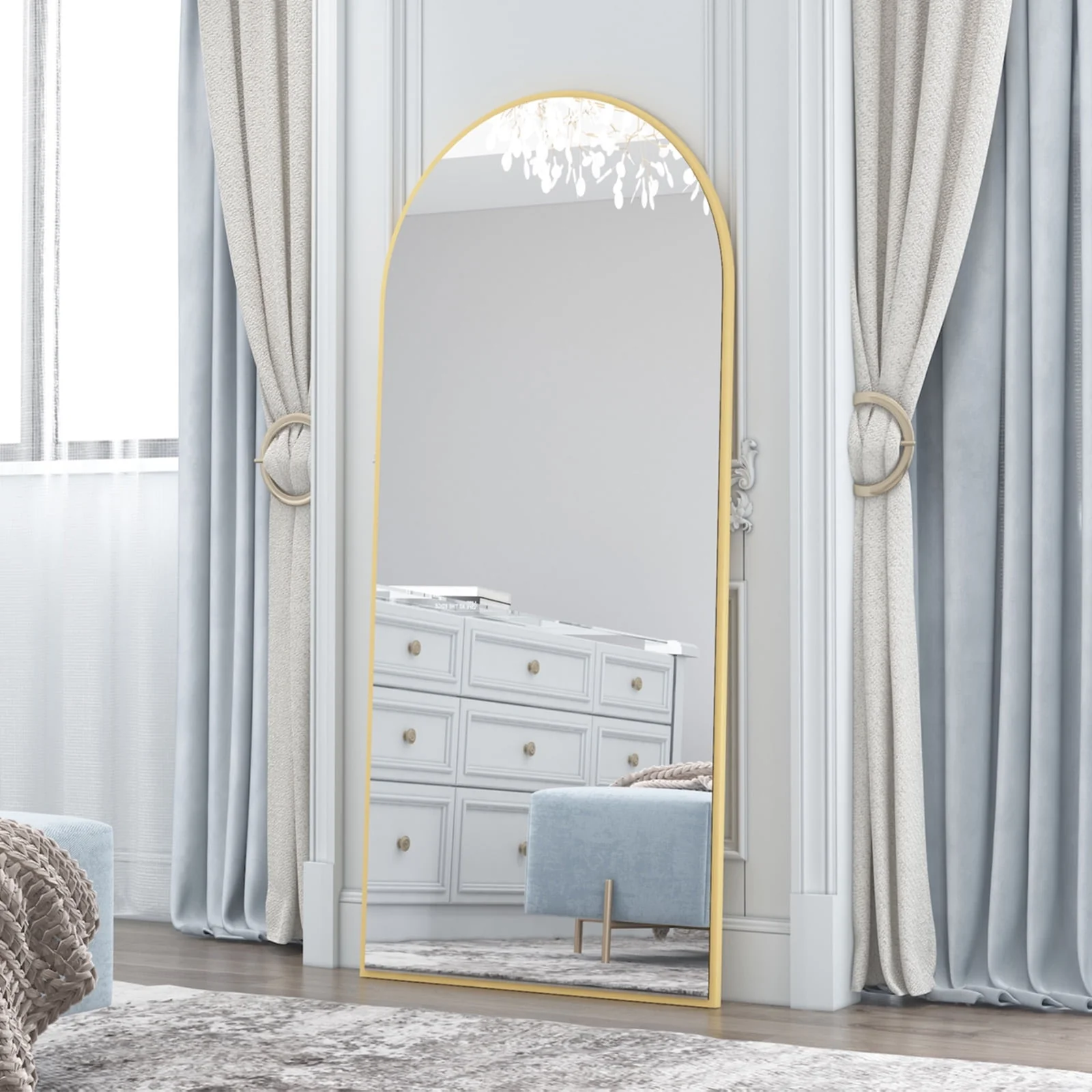 RACHMADES 65"x24" Arch Mirror Full Length Full Body Mirror Arched Floor Mirror with Stand Tall Mirror Long Gold Mirror FULL Length - Image 10