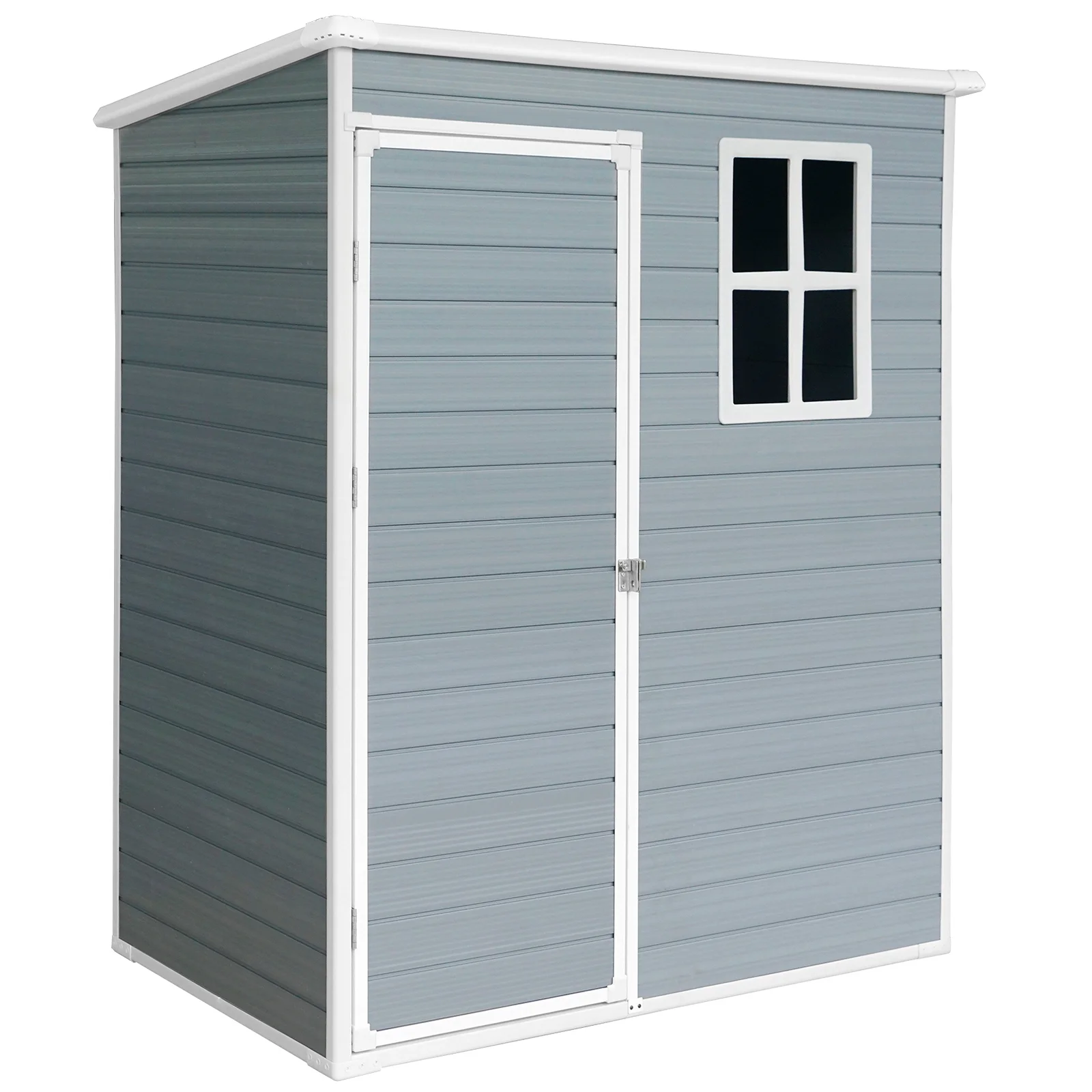 5'-3' Outdoor Storage Shed, Resin Storage Cabinet, Garden Tool Shed with Double Lockable Doors, Organizer Cabinet for Patio Yard, Gray - Image 8