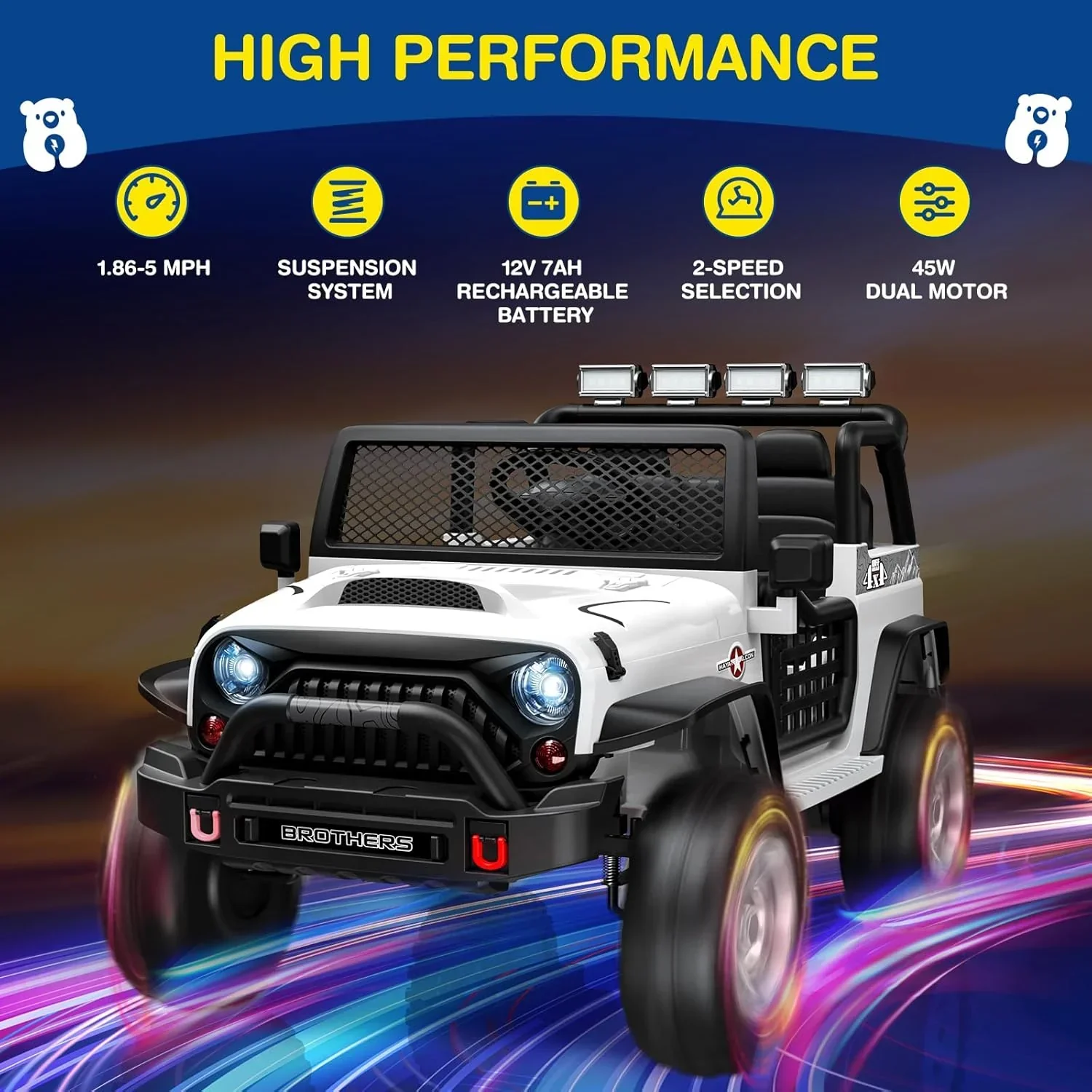 L8 Ride On Car 2 Seater 12V Kids Electric Car Remote Control 4-Wheel Suspension Bluetooth Speaker