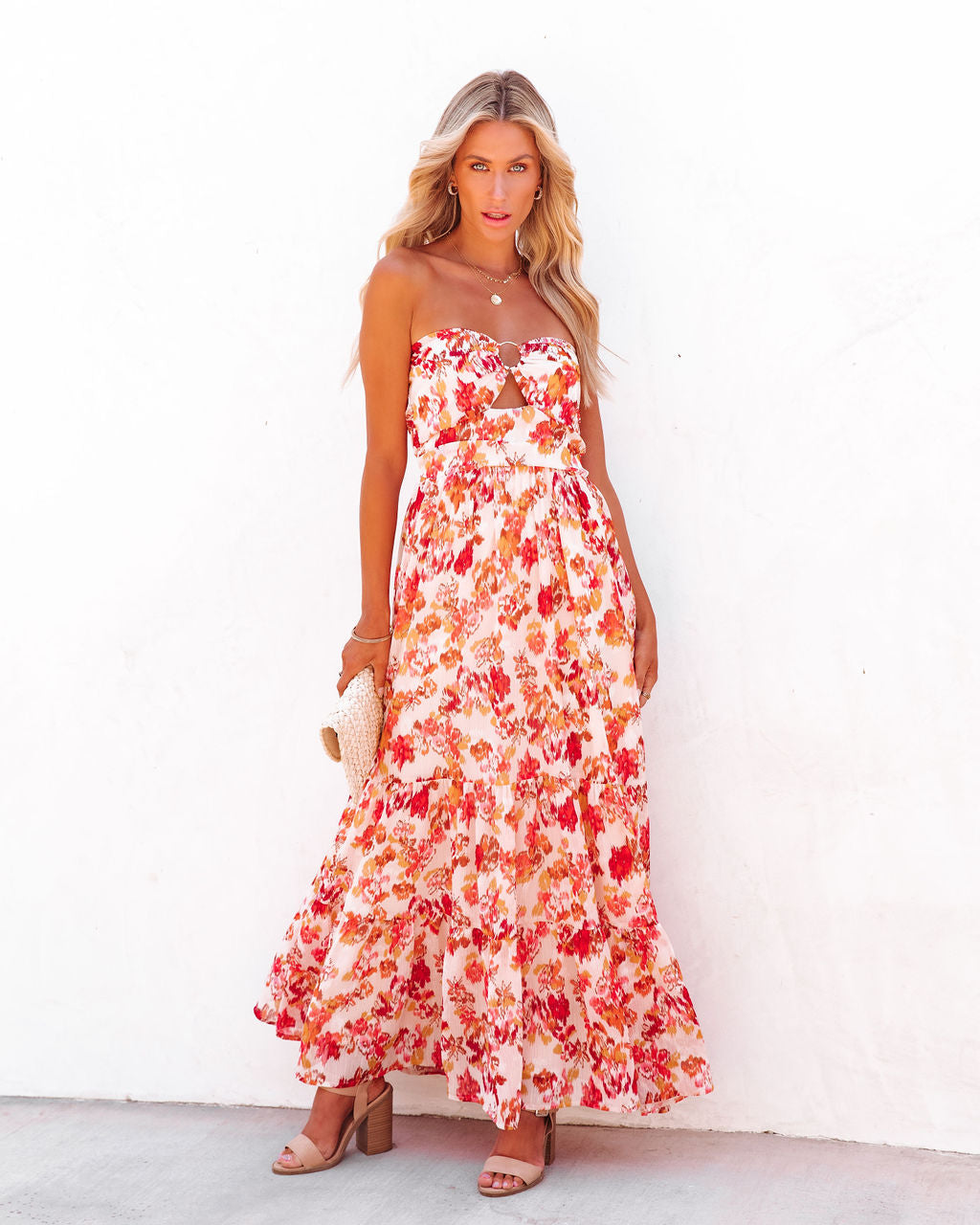 Golden Times Front Cutout Metallic Maxi Dress - FINAL SALE - Se7enfashion