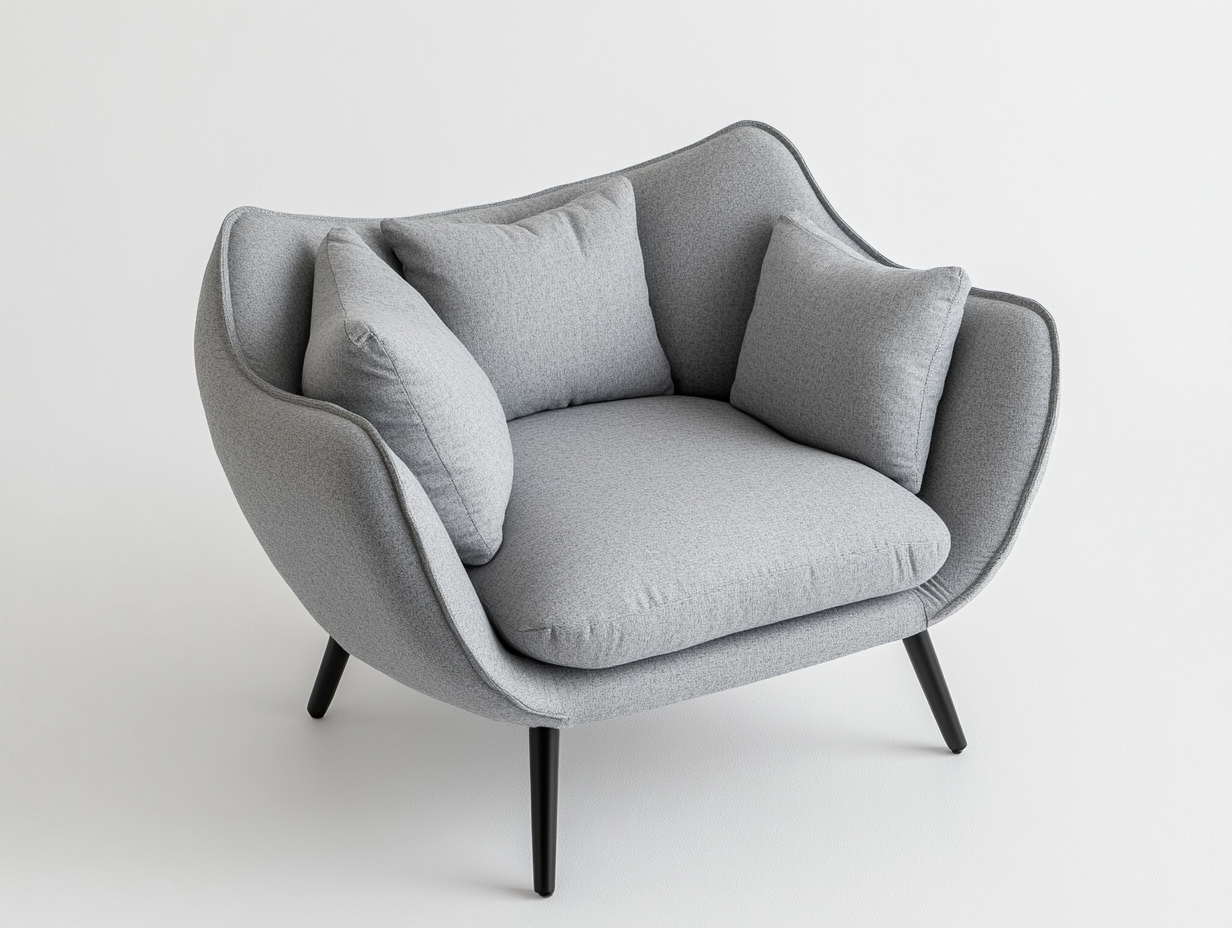 Sillón individual moderno para salón o zona de lectura, estilo nórdico con cojines incluidos