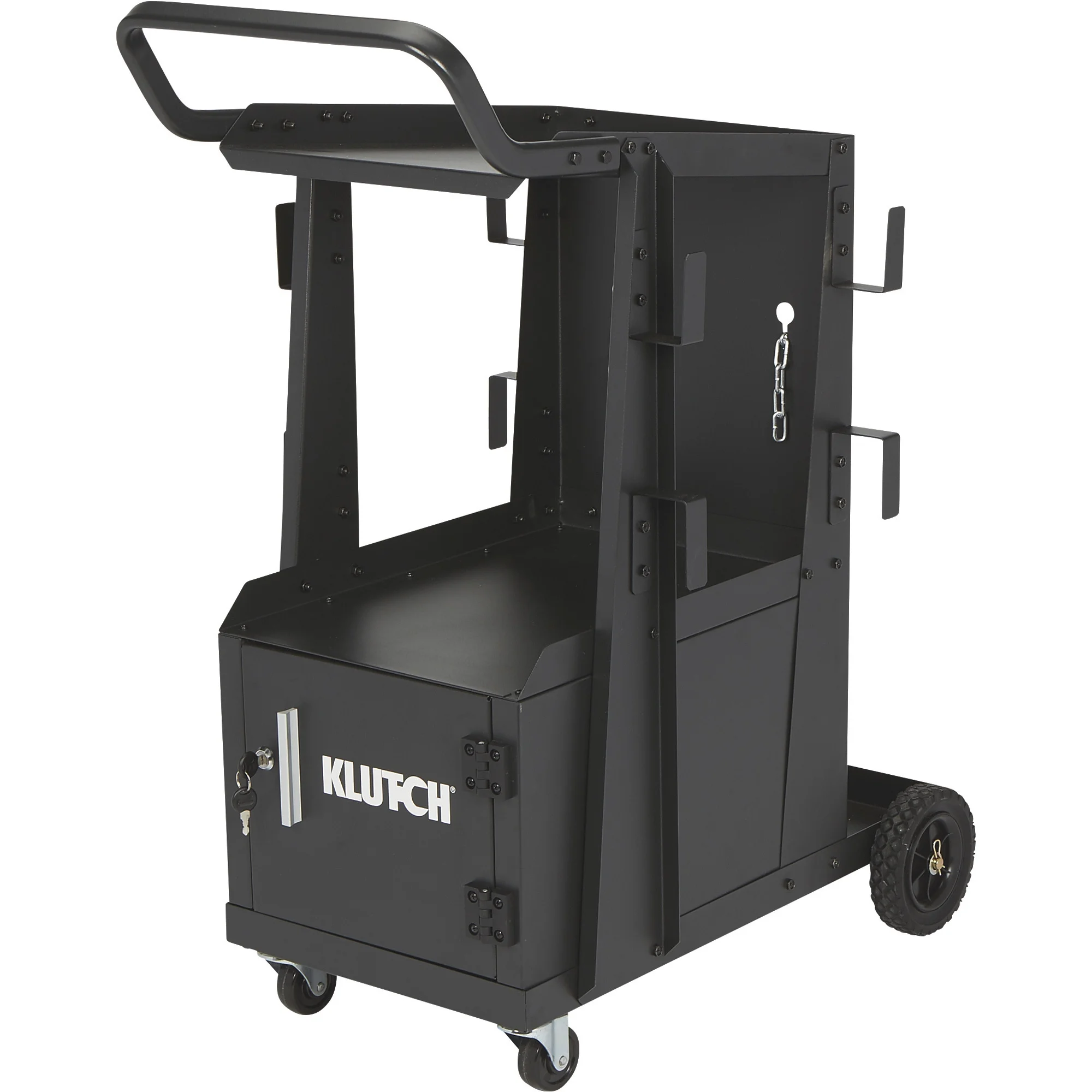 Klutch 2-Tier Welding Cart with Locking Cabinet, 31-1/2in.L x 16-1/8in.W x 28in.H - image 8