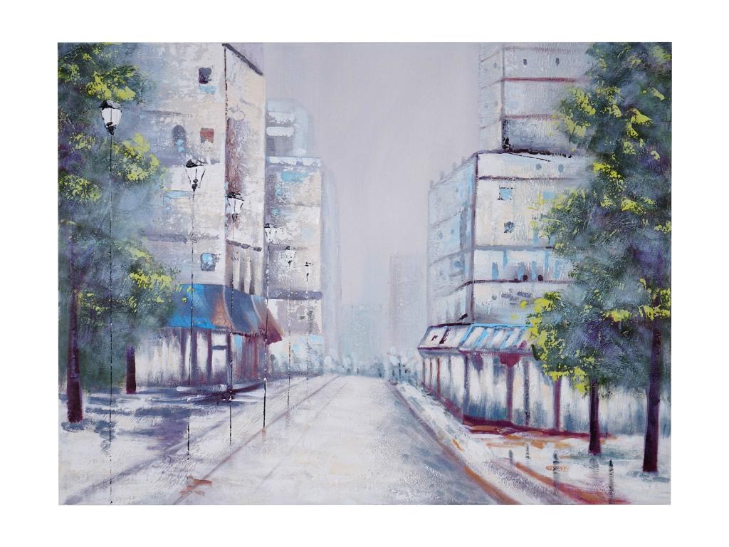 Pintura al óleo pueblo pintado a mano