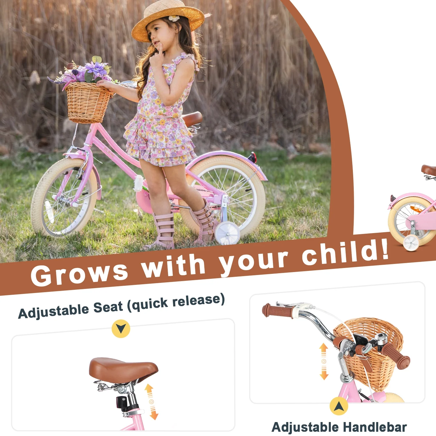 Glerc Little Molly 12 inch Kids Girls Bike for1 2-4 Years Old Child and Toddler,gifts,Pink - Image 14