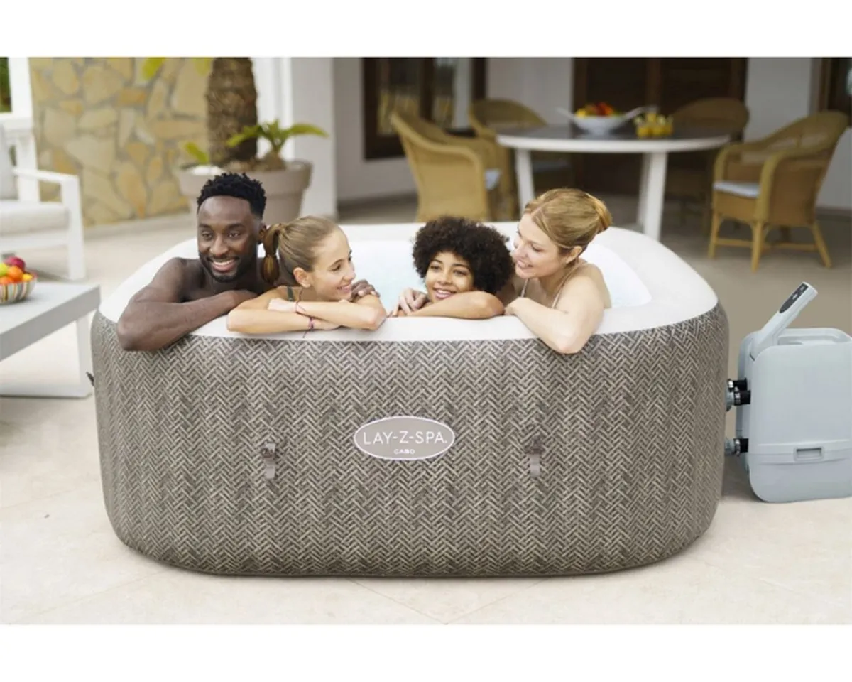 BESTWAY Lay-Z-Spa Cabo Hydrojet Square Inflatable Spa: 180 x 180 x 71 cm4-6 140 Airjet™4 Hydrojet™